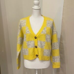 Zara grey and yellow cardigan